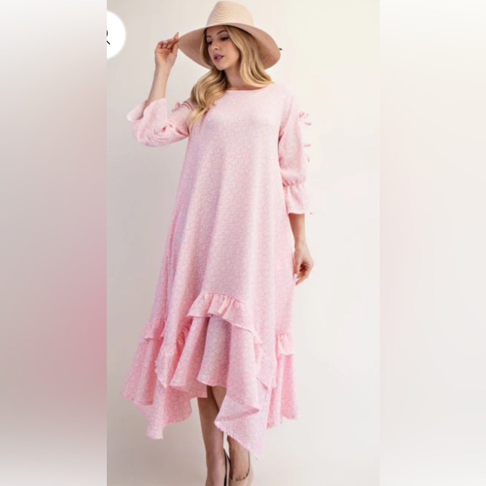 Elegant Pink Ruffle Dress